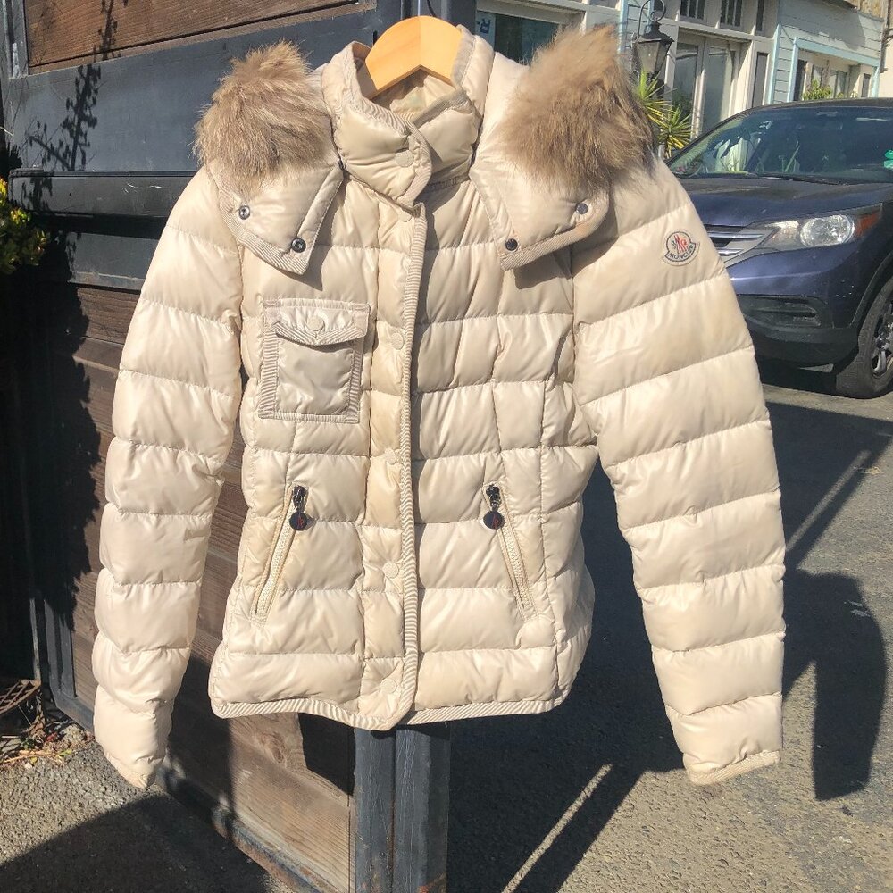 Moncler Armoise Off-White Coat with Fur